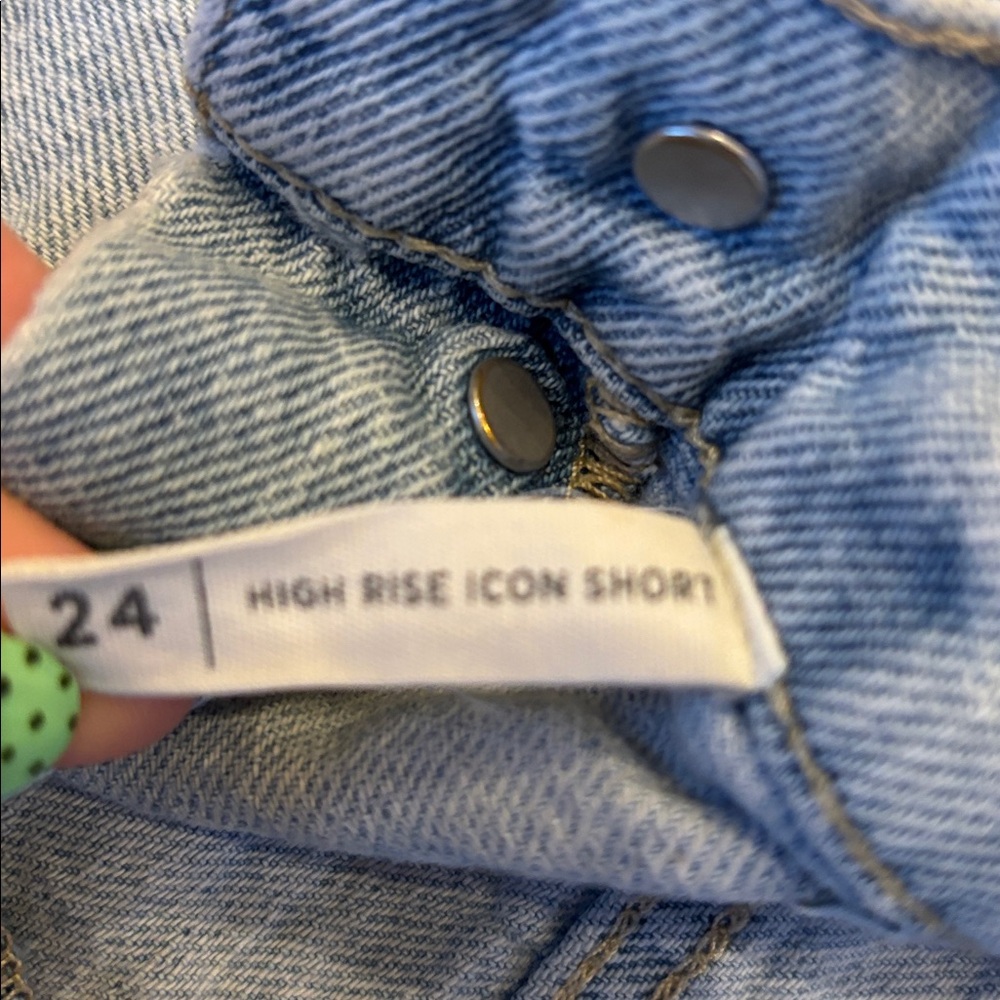 PacSun High Rise Icon Light Wash Distressed Denim Shorts - Picture 5 of 5